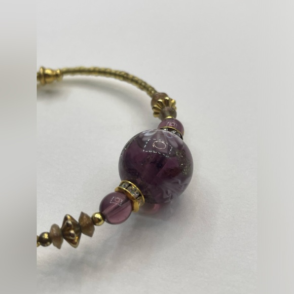 Premier Designs purple and gold Murano Glass Beaded bracelet - Picture 7 of 15